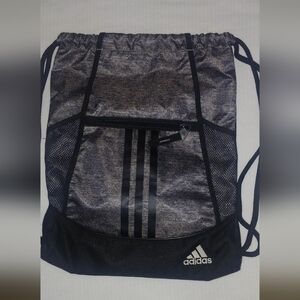 Adidas Gray and Black Drawstring Backpack